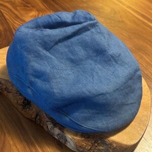 Mucros Blue Linen Cabby Hat - M